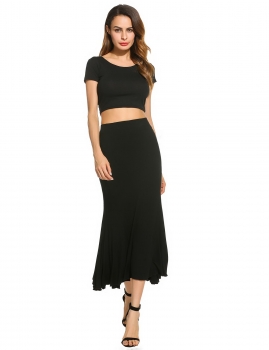 

Women Casual High Waisted Solid Stretchy Slim Fit Mermaid Long Skirt, Multicolor