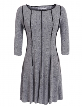 

Gray O-Neck Half Sleeve Patchwork Loose A-Line Dress, Multicolor