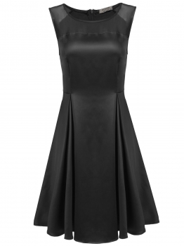

Black O-Neck Sleeveless Mesh Patchwork A-Line Party Dress, Multicolor