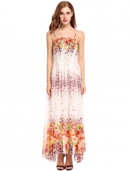 

Square Collar Sleeveless Prints A-Line Elastic Adjustable Casual Dress, Multicolor