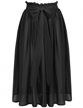 

Black High Waist Pleated Maxi Solid Chiffon Skirt, Multicolor
