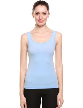 

Blue Slim Fit Solid O-Neck Sleeveless Elastic Pullover Basic Tank Tops, Multicolor