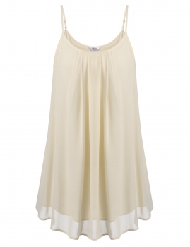 

Beige Solid Arc-Hem Double Layers Chiffon Camisole, Multicolor