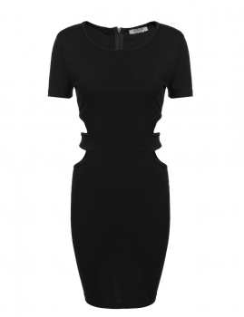 

Black Waist Cut Out Package Hip Bodycon Dress, Multicolor