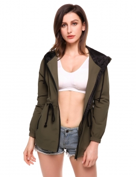 

Army green Hooded Long Sleeve Outdoor Waterproof Raincoat Jacket, Multicolor