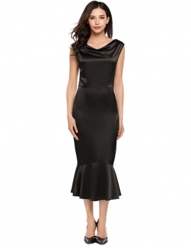 

Black Sleeveless Backless Glitter Mermaid Fishtail Evening Dress, Multicolor