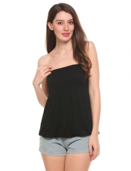 

Black Strapless Off the Shoulder Slash Neck Elastic Tube Sexy Tops, Multicolor