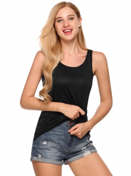 

Black Solid O-Neck Sleeveless Fit Basic Tank Tops, Multicolor