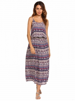 

Pattern 2 Spaghetti Strap Tribal Printed Split Hem Maxi Dress, Multicolor