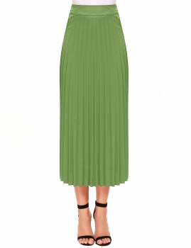 

Army green High Waist Retro Style Solid A-Line Pleated Skirt, Multicolor