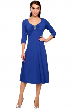 

Blue Rhinestone Decoration Pentagon Neck Ruched Dress, Multicolor