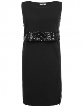 

Black Plus Size Sleeveless Sequined Split Bodycon Dress, Multicolor