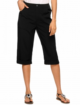 

Black High Waist Solid Slim Casual Capri Pants, Multicolor