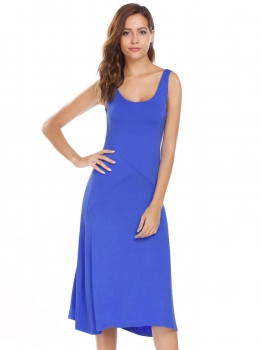 

Dark blue Scoop Neck Sleeveless Solid Tank Dress, Multicolor