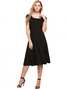 

Black Sleeveless Square Neck Empire Solid Dress, Multicolor