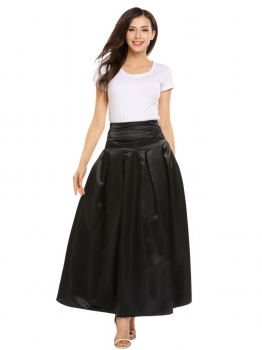 

Black High Waist Ruched Large Swing Bubble Skirt, Multicolor