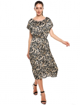 

Mono Style Batwing Sleeve Animal Print Casual Dress, Multicolor