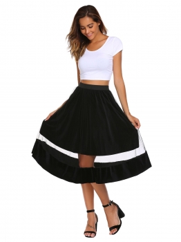 

Black High Elastic Waist Mesh Pleated Skirt, Multicolor