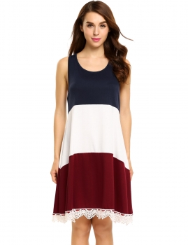

Sleeveless Patchwork Loose Casual Tank Dress, Multicolor