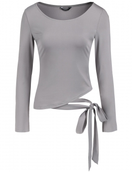 

Grey Long Sleeve Asymmetric Hem Bandage Slim Fit, Multicolor