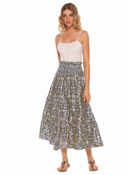 

High Waist Floral Print Maxi Skirt with Drawstring, Multicolor