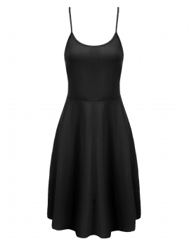 

Black Adjustable Spaghetti Straps Sleeveless A-Line Dress, Multicolor