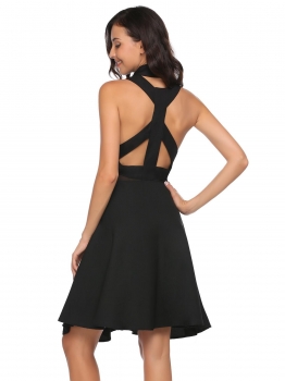 

Black Sleeveless Cut Out Button-down Shirt Dress, Multicolor