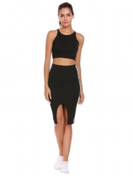 

Black High Waist Tape Side Sim Pencil Skirt, Multicolor
