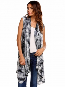 

Black Sleeveless Asymmetric Solid Super Comfortable Front Open Knit Cardigan, Multicolor