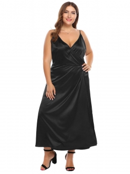 

Black Spaghetti Strap Split Evening Maxi Dress Plus Size, Multicolor