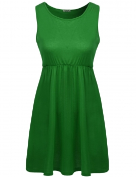 

Army green Sleeveless Solid Summer Casual Fit and Flare Dress, Multicolor