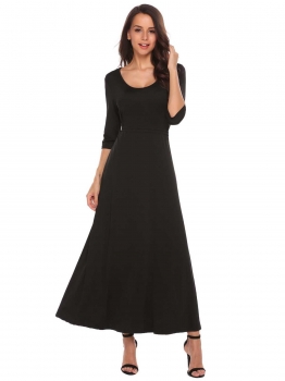 

Black Solid Waist Drawstring Hem Split Dress, Multicolor