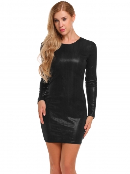 

Black Long Sleeve Shinny Bodycon Club Dress, Multicolor