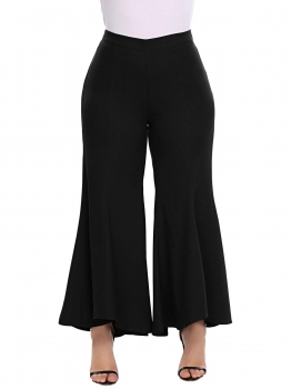 

Black High Waist Solid Asymmetrical Wide Leg Pants, Multicolor