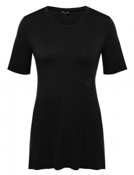 

Black Plus Size O-Neck Short Sleeve Solid Pocket Casual T-Shirt, Multicolor