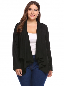 

Black Plus Size Long Sleeve Solid Button Knit Cardigan, Multicolor