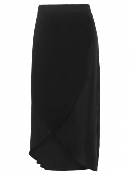 

Black Plus Size High Waist Solid Split Tulip Chiffon Skirt, Multicolor