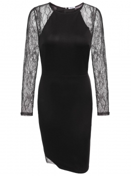 

Black Long Sleeve Lace Patchwork Bodycon Dress, Multicolor