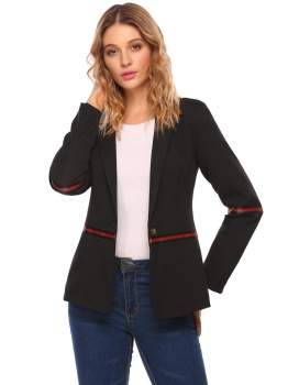 

Black Slim Fit Long Sleeve Single Button Blazer, Multicolor