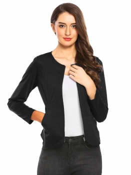 

Black Long Sleeve Zip Up Letter Print Casual Jacket With Pocket, Multicolor