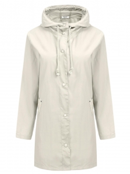 

White Hooded Long Sleeve Lightweight Solid Coat, Multicolor