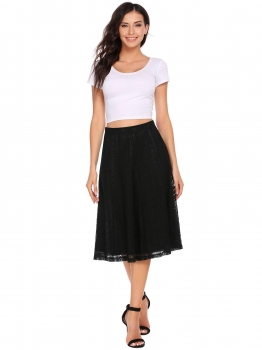 

Black High Waist Lace Solid Casual Skirts, Multicolor