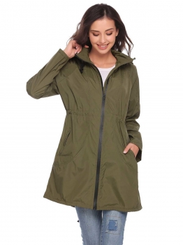 

Army green Lightweight Travel Hooded Windproof Hiking Waterproof Raincoat, Multicolor