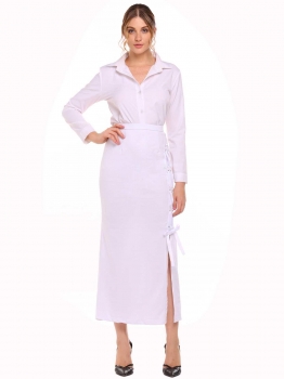 

Beige High Waist Side Split Solid Bodycon Skirt, Multicolor