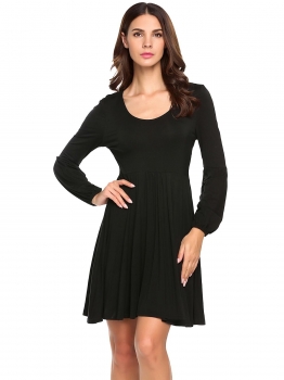 

Black Lantern Long Sleeve Swing Short Dress, Multicolor