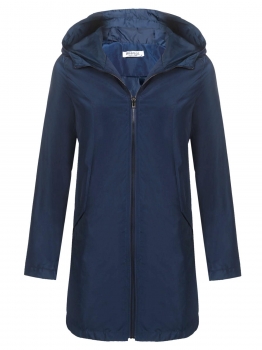 

Dark blue Women Lightweight Hooded Full Zip Casual Active Outdoor Waterproof Trench Jacket, Multicolor