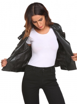 

Black Women Casual Stand Collar Long Sleeve Button Zipper Pocket Regular Fit Jacket Outwear, Multicolor