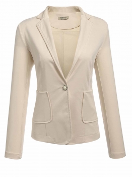 

Khaki Women's Notch Lapel One Button Patchwork Elbow Slim Fit Casual Blazer, Multicolor