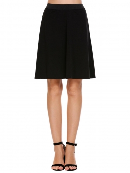 

Black Elastic High Waist Solid Skirts, Multicolor
