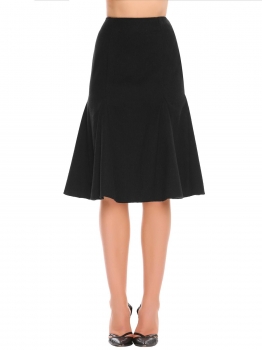 

Black High Waist Solid Mermaid Hem Pencil Woolen Skirt, Multicolor